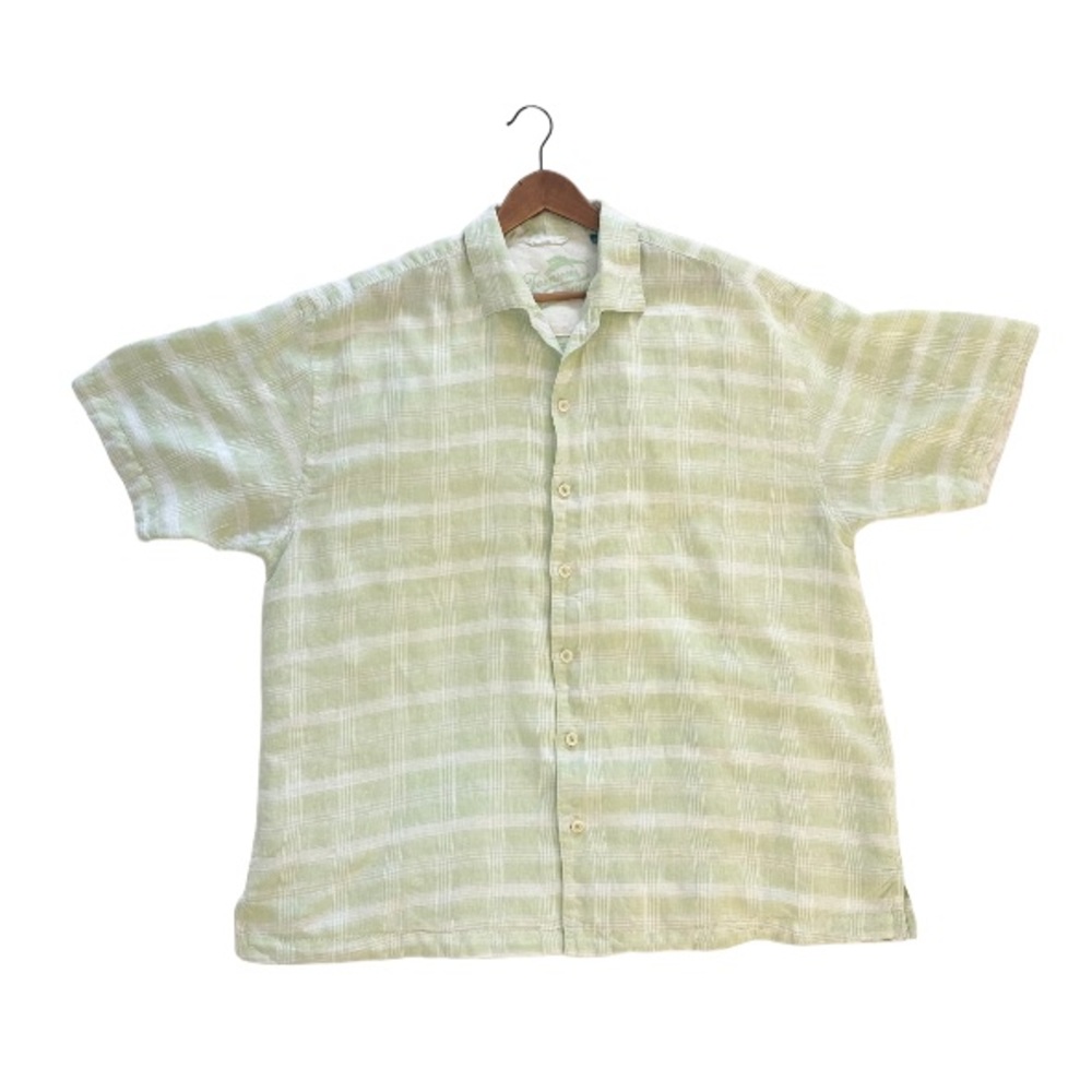 Tommy Bahama Light Green Plaid Short-Sleeve Button-Down Shirt - Picture 3 of 12